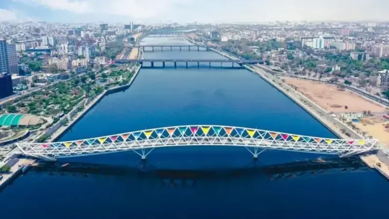 Atal Bridge over the Sabarmati Riverfront in Ahmedabad