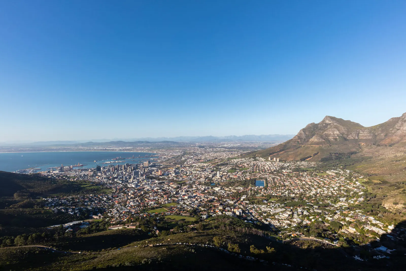 Cape Town and the coastline seen from the mountains