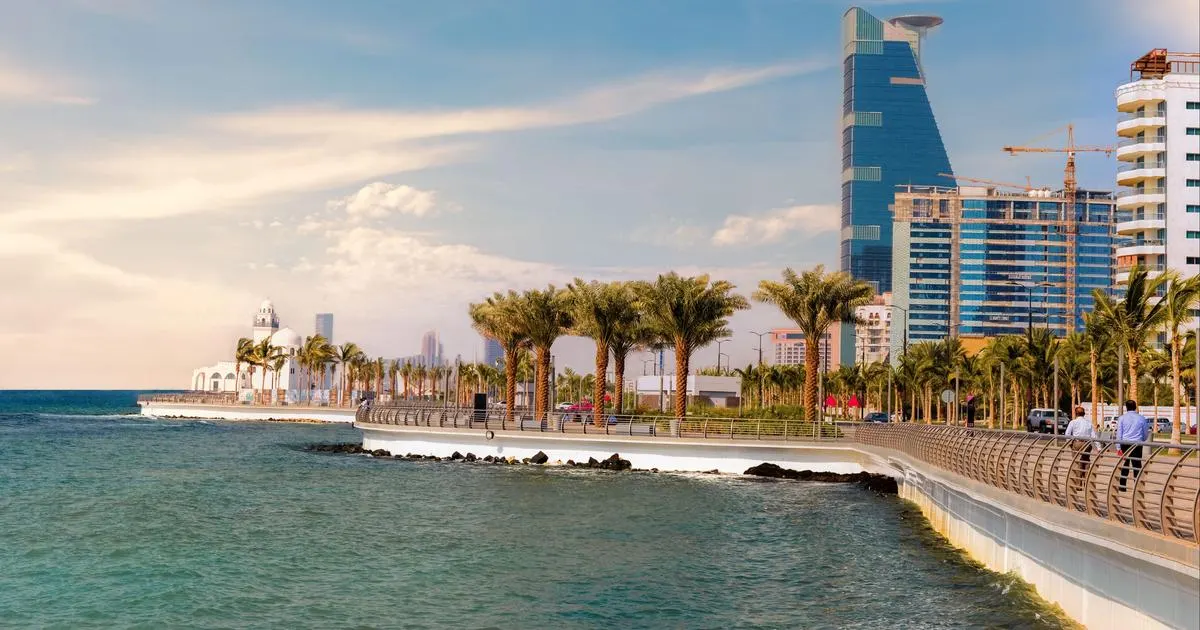 Palm-lined corniche along the Jeddah waterfront