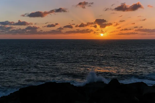 Atlantic sunset over Lanzarote's volcanic shoreline