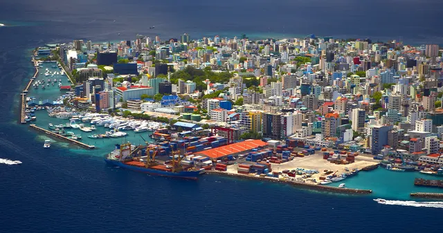 Aerial view of Malé island in the Maldives