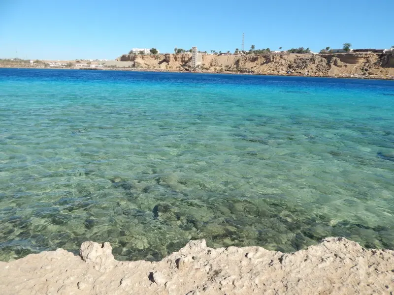 Clear turquoise Red Sea water over coral off the Sharm El Sheikh shore